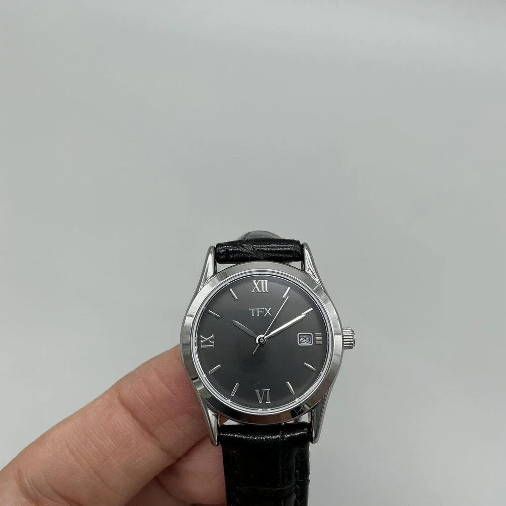 TFX by Bulova 38B107 Womens Watch 26mm Black Dial Leather Date Quartz